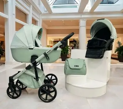 Adamex Nola Natura 3 in 1 Stroller Mint - საბავშვო ეტლის კომპლექტი
