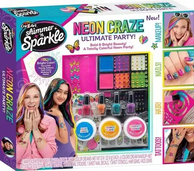 Cra-Z-Art Shimmer ‘n Sparkle Glow Craze Ultimate Party საბავშვო კოსმეტიკის ნაკრები