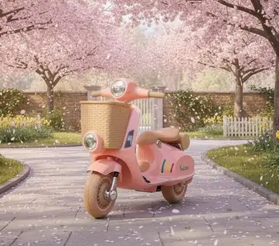 Vespa Moto Pink With Basket - ელექტრო სკუტერი კალათით