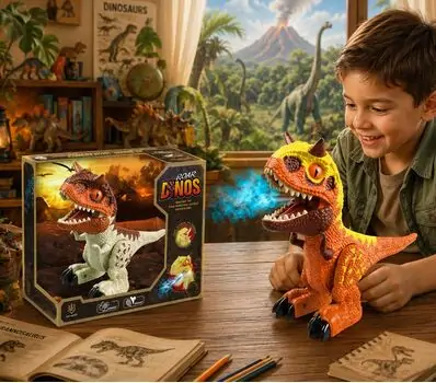 Dinosaur World With Spray And Light - სათამაშო დინოზავრი ორთქლის ფუნქციით და განათებით