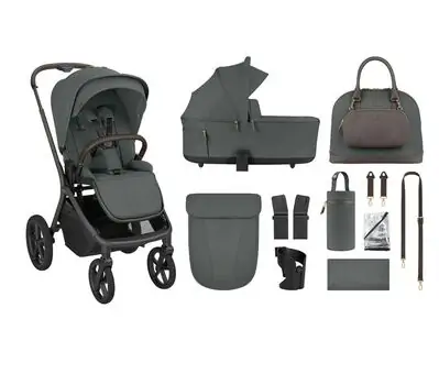 KikkaBoo Goya Platinum Olive 3 in1 - საბავშვო ეტლის კომპლექტი