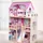 Kids Deluxe Wooden Dollhouse with Strong and Sturdy Design HX001 Pink თოჯინის ხის სახლი ავეჯით