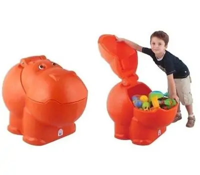 Pilsan-ის სათამაშოების ჩასაყრელი ყუთი 06 188 HIPPO TOY BOX (orange)