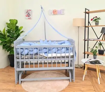 Heyner  Tutku Wood Grey Sleeping Set Blue ახალშობილის საწოლი
