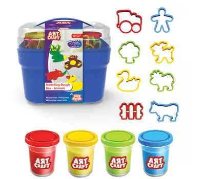 Dede 03493 ART CRAFT MODELING DOUGH BOX - ANIMALS საბავშვო პლასტელინების ნაკრები