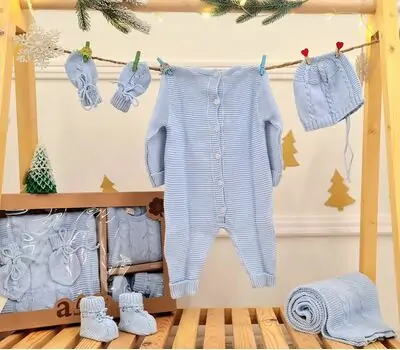 Beautiful Knitted Clothes Set Blue - საბავშვო ტანსაცმლის ნაკრები, 2 image