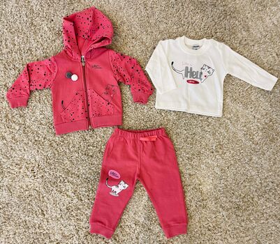 Kitten I loveYou Pink, 3in1 ახალშობილის ტანსაცმლის ნაკრები KANGAROO 974/975, ზომა: 9-12 თვე