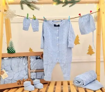 Cute Knitted Clothes Set Blue - საბავშვო ტანსაცმლის ნაკრები