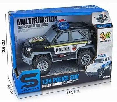 Police Jeep With Light And Sound Black - სათამაშო პოლიციის მანქანა განათებით და ხმოვანი ფუნქციით
