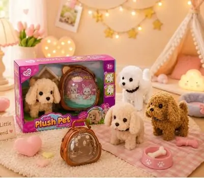 Small Plush Puppy  With Backpack - სათამაშო ძაღლი სატარებელი ჩანთით