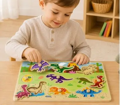 DINOSAUR PEG PUZZLE - დინოზავრის პაზლი ჩასასმელი დეტალებით