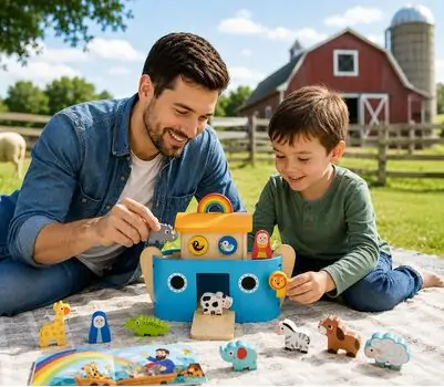 Tooky Toy Puzzle Noah's Ark - ხის განსავითარებელი სათამაშო ნოეს კიდობანი