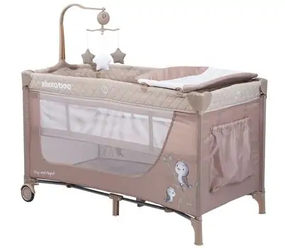 KikkaBoo Day & Night Beige Bird 2 levels საწოლ-მანეჟი