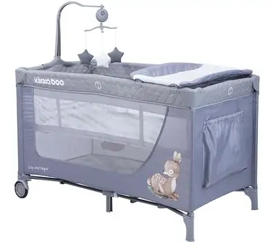 KikkaBoo Day & Night Gray Deer 2 levels საწოლ-მანეჟი