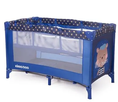 KikkaBoo Pyjama Party Dark Blue Bear 2 levels საწოლ-მანეჟი