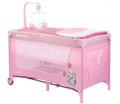 KikkaBoo Day & Night Pink Rabbit 2 levels საწოლ-მანეჟი, 2 image