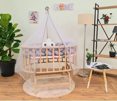 Bebeconfor Amedan Natural Color Basket Cradle With Grey Bumper ახალშობილის საწოლი, 2 image