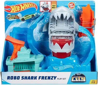 HOT WHEELS SHARK COLOR CHANGER საბავშვო სათამაშო ტრასა-ზვიგენის თავდასხმა, 10 image