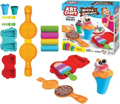 Dede 03556 ART CRAFT WAFFLES&ICE CREAM DOUGH SET 200 GR საბავშვო პლასტელინების ნაკრები, 2 image