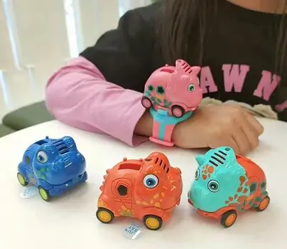 Pull Back Pink Car with Watch - საბავშვო საათი სათამაშო მანქანით, 3 image
