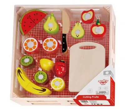 Tooky Toy Cutting Fruits With Board And Knife - ხის სათამაშო დასაჭრელი ხილი, 2 image