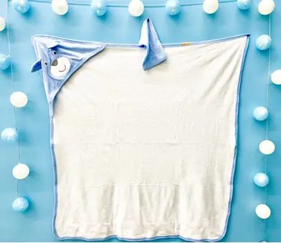 ATES BABY hooded towel bear ახალშობილის პირსახოცი 2141 blue