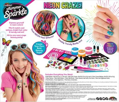 Cra-Z-Art Shimmer ‘n Sparkle Glow Craze Ultimate Party საბავშვო კოსმეტიკის ნაკრები, 3 image