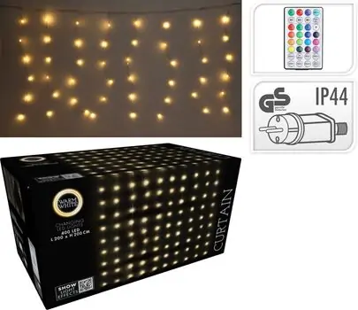 Christmas Curtain Changing Led Lights 400 Led 200x200 cm საახალწლო განათებები