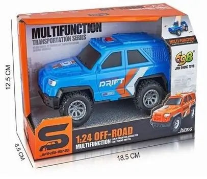 Off-Road Jeep With Sound And Light Blue - სათამაშო მანქანა განათებით და ხმოვანი ფუნქციებით