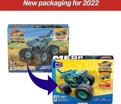 MEGA Hot Wheels Monster Trucks Building Toy Playset HDJ95 სათამაშო ასაწყობი მანქანა, 5 image