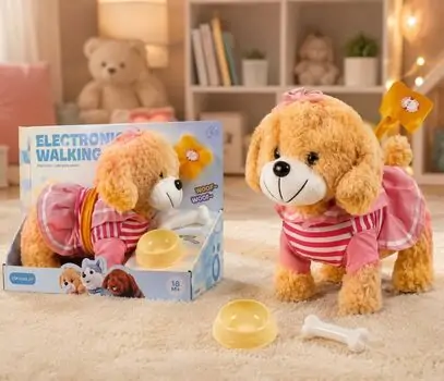 Golden Puppy Walking Toy - სათამაშო რბილი ძაღლი