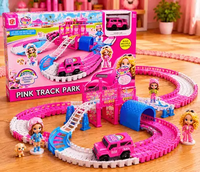 Track Park Set Pink With Car - სათამაშო ტრასა მანქანით