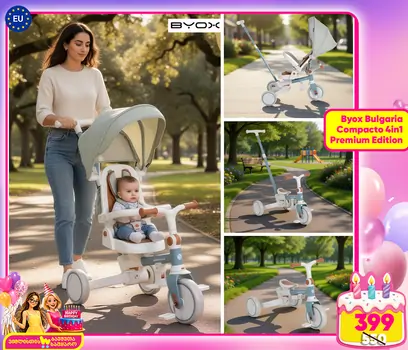 Byox Tricycle Compacto  4 in1 Blue - სასეირნო ველო-ეტლი, 2 image
