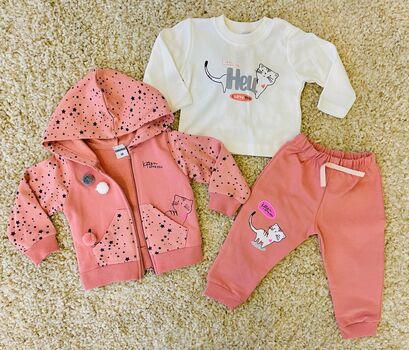 Kitten I loveYou, 3in1 ახალშობილის ტანსაცმლის ნაკრები KANGAROO 974/975, ზომა: 6-9 თვე