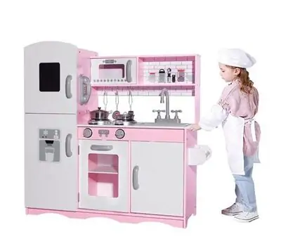 Toy Wooden Kitchen For Real Chef TX1319 Pink ხის სათამაშო სამზარეულო