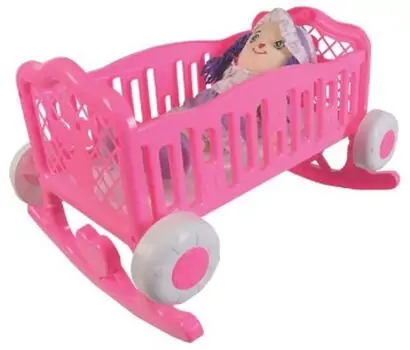 Doll With Wheeled Cradle - თოჯინა ბორბლებიანი საწოლით, 5 image