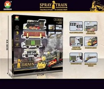 Retro Classic Train Set With Spray, Light And Sound  - სათამაშო მატარებელი, ორთქლით  განათებით და ხმოვანი ფუნქციით