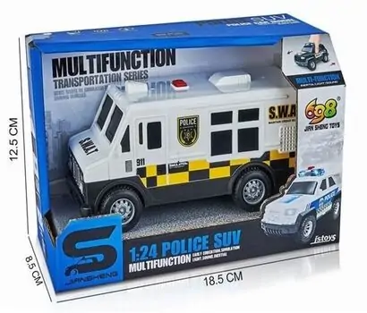 Police Truck With Sound And Light Blue - სათამაშო პოლიციის მანქანა ხმოვანი ეფექტებით და განათებით