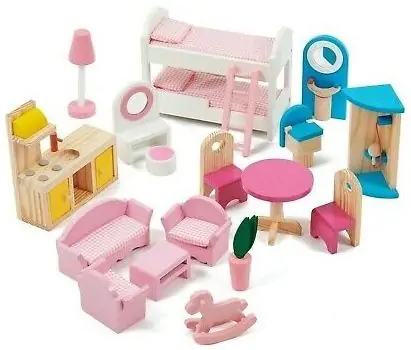 Wooden Doll House For Kids TX1052-1თოჯინის ხის სამ სართულიანი სახლი ავეჯით, 5 image