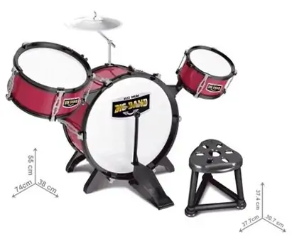 Jazz Drum Musical Dram Set Red სათამაშო მუსიკალური ინსტრუმენტების ნაკრები, 2 image