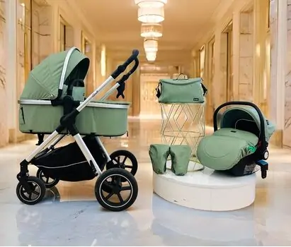Moni 3 In 1 Set Alina Dark-Green - საბავშვო ტრანსფორმერი ეტლის კომპლექტი