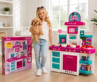 Barbie Large Kitchen with Light and Sound - ბარბის ფუნქციური სათამაშო სამზარეულო, 2 image
