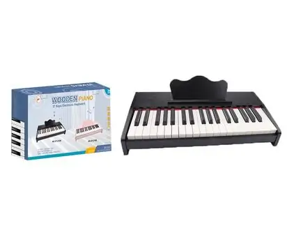 Wooden Black Piano 37 Keys Electronic Keyboard -  ხის სათამაშო პიანინო