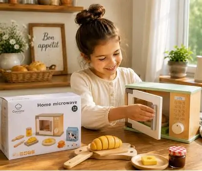 Wooden Toy Microwave Oven - ხის სათამაშო მიკროტალღური ღუმელი