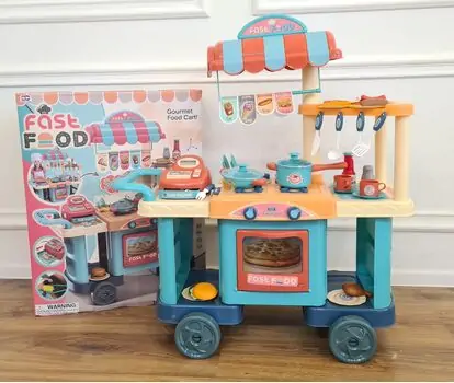 Fast Food Cart საბავშვო სწრაფი კვების დახლი აქსესუარებით, 3 image