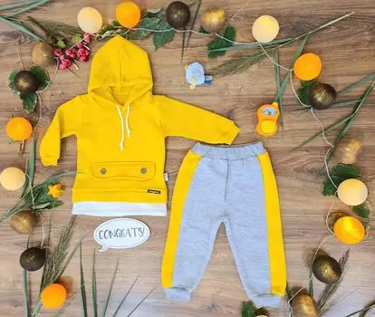 Yellow Hood Set MURATBABY 7259 საბავშვო ტანსაცმლის ნაკრები