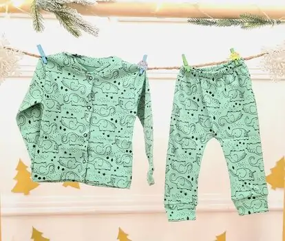 Elephant Pajamas Set 2in1 Green - საბავშვო საღამური