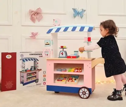 Supermarket With Set Of Products - ხის სათამაშო დახლი-მაღაზია, 5 image