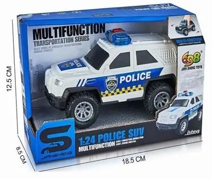 Police Jeep With Light And Sound Blue - სათამაშო პოლიციის მანქანა განათებით და ხმოვანი ფუნქციით