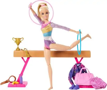 Barbie HRG52 Gymnastics Playset With Blonde Fashion Doll - სათამაშო ბარბის თოჯინა აქსეასუარებით, 6 image